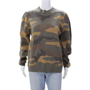 Six/Fifty Womens Camouflage Print Thick-Knit Pullover Sweater Green Size L